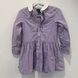Ralph Lauren Girl dress Sz 4T purple pleated collared pockets flawed read
